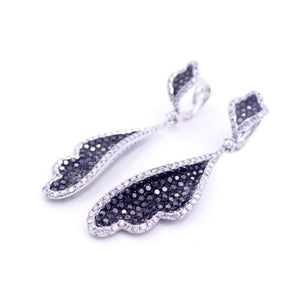 Sandra Biachi 18K White Gold with Black & White Diamond Earrings. Style: BK1975A+