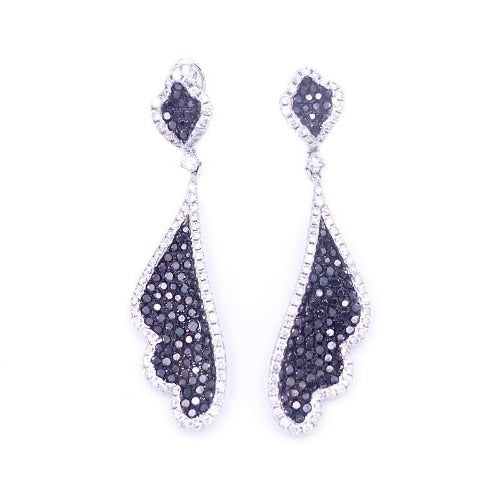 Sandra Biachi 18K White Gold with Black & White Diamond Earrings. Style: BK1975A+