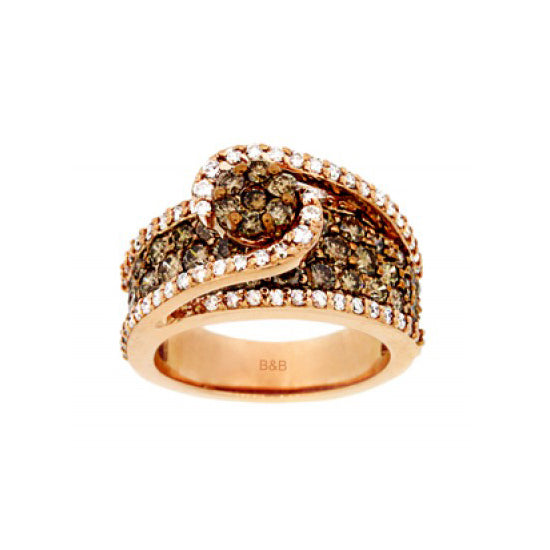 14K Rose Gold And Brown Diamond Ring. Style: CH100A+