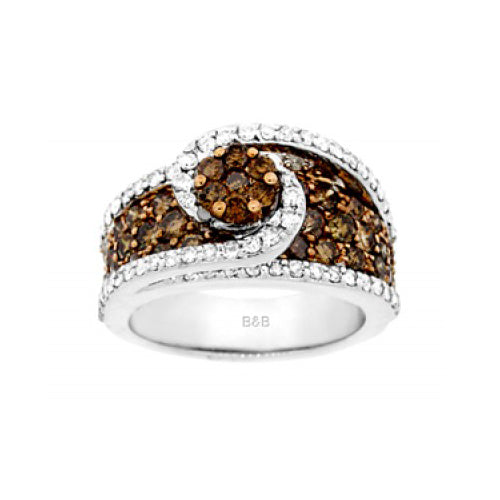 14K White Gold And Natural Brown Diamond Ring. Style: CH100A+