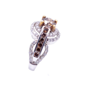 14K White Gold And Brown Diamond Ring. Style: CH273A+