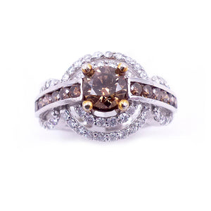 14K White Gold And Brown Diamond Ring. Style: CH273A+