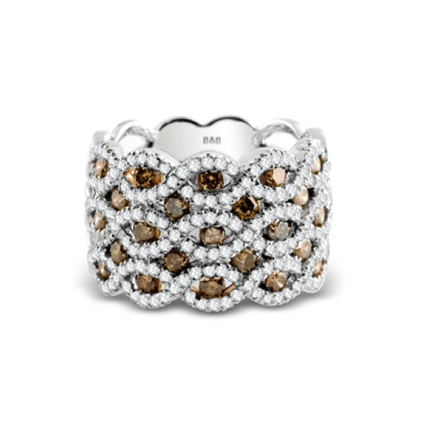 14K White Gold And Brown Diamond Ring. Style: CH303A