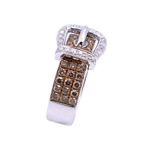 14K White Gold And Natural Brown Diamond Ring. Style: CH426A+