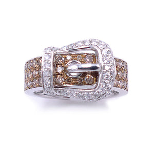 14K White Gold And Natural Brown Diamond Ring. Style: CH426A+