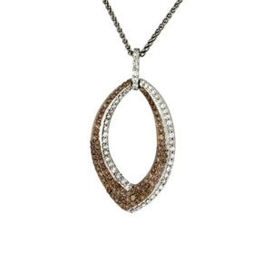 Sandra Biachi 14K White Gold Cafe & White Diamond Pendant. Style: CH631A