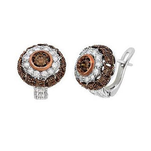 Sandra Biachi 14K White Gold And Brown Diamond Earrings. Style: CH956A