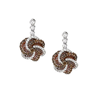 Sandra Biachi 14K White Gold Cafe & White Diamond Earrings. Style: CH980