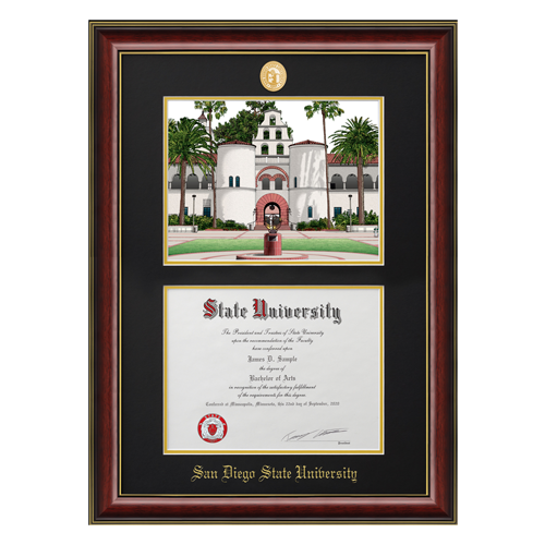 Litho Double Medallion Diploma Frame