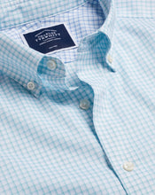 Load image into Gallery viewer, Button-Down Collar Non-Iron Cotton Stretch Oxford Shadow Check Shirt - Teal Green
