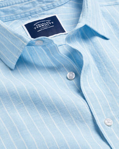 Pure Linen Stripe Shirt - Light Blue