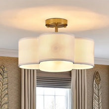 Load image into Gallery viewer, Cahner 4 - Light 13'' Shaded Drum Semi Flush Mount
