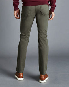 Cotton Stretch 5-Pocket Pants - Olive Green