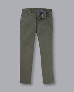 Cotton Stretch 5-Pocket Pants - Olive Green