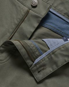 Cotton Stretch 5-Pocket Pants - Olive Green