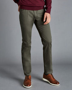 Cotton Stretch 5-Pocket Pants - Olive Green