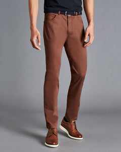 Cotton Stretch 5-Pocket Pants - Rust