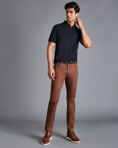 Cotton Stretch 5-Pocket Pants - Rust