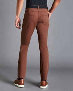 Cotton Stretch 5-Pocket Pants - Rust