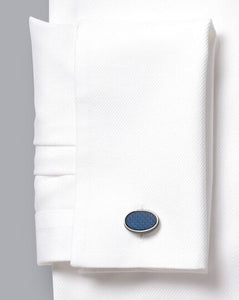 Enamel Textured Oval Cufflinks - Royal Blue