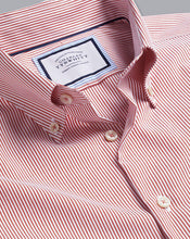 Load image into Gallery viewer, Button-Down Collar Non-Iron Stripe Shirt - Coral Pink
