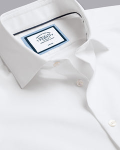 Semi-Spread Collar Non-Iron Cotton Linen Shirt - White