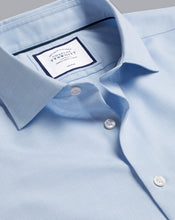 Load image into Gallery viewer, Semi-Spread Collar Non-Iron Cotton Linen Prince of Wales Check Shirt - Sky Blue
