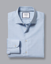 Load image into Gallery viewer, Semi-Spread Collar Non-Iron Cotton Linen Prince of Wales Check Shirt - Sky Blue
