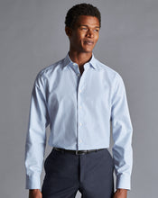 Load image into Gallery viewer, Semi-Spread Collar Non-Iron Cotton Linen Prince of Wales Check Shirt - Sky Blue
