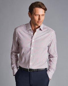 Non-Iron Twill Check Shirt - Berry