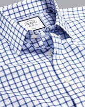 Load image into Gallery viewer, Non-Iron Twill Grid Check Shirt - Cobalt Blue
