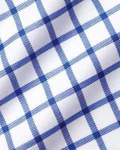 Non-Iron Twill Grid Check Shirt - Cobalt Blue