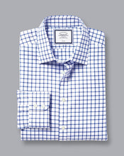 Load image into Gallery viewer, Non-Iron Twill Grid Check Shirt - Cobalt Blue
