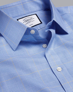 Non-Iron Prince of Wales Check Shirt - Ocean Blue