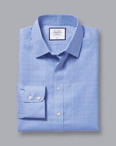 Non-Iron Prince of Wales Check Shirt - Ocean Blue