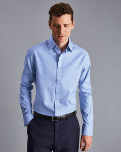 Non-Iron Prince of Wales Check Shirt - Ocean Blue