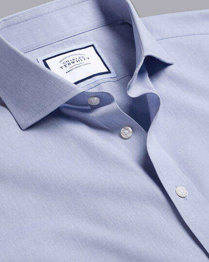 Spread Collar Non-Iron Poplin Shirt - Steel Blue