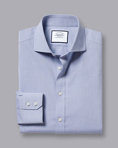 Spread Collar Non-Iron Poplin Shirt - Steel Blue