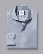 Load image into Gallery viewer, Spread Collar Non-Iron Fine Check Shirt - Petrol Blue
