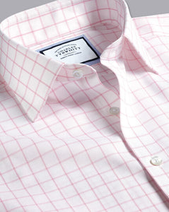 Non-Iron Twill Grid Check Shirt - Pink