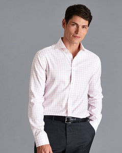 Non-Iron Twill Grid Check Shirt - Pink