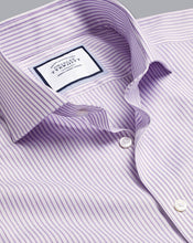 Load image into Gallery viewer, Spread Collar Non-Iron Twill Stripe Shirt - Mauve Purple

