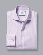 Load image into Gallery viewer, Spread Collar Non-Iron Twill Stripe Shirt - Mauve Purple
