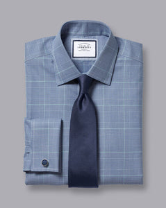 Non-Iron Prince of Wales Check Shirt - Royal Blue