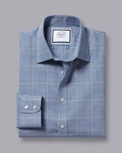 Non-Iron Prince of Wales Check Shirt - Royal Blue