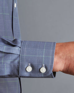 Non-Iron Prince of Wales Check Shirt - Royal Blue