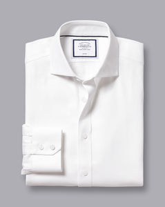 Spread Collar Non-Iron Cambridge Weave Shirt - White