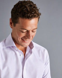 Spread Collar Non-Iron Check Shirt - Violet Purple