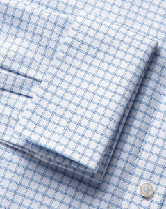 Spread collar Non-Iron Richmond Weave Check Shirt - Cornflower Blue