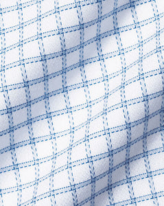 Spread collar Non-Iron Richmond Weave Check Shirt - Cornflower Blue